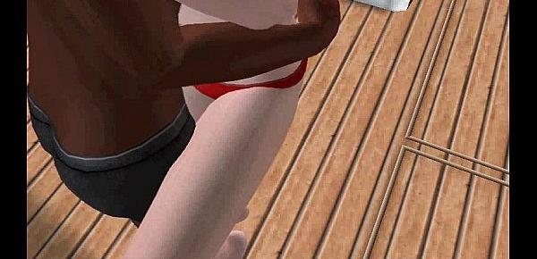  Hot 3D babe fucked hard by an ebony stud on a boat